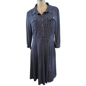 TravelSmith Size M Geometric Dress Purple Teal Black White